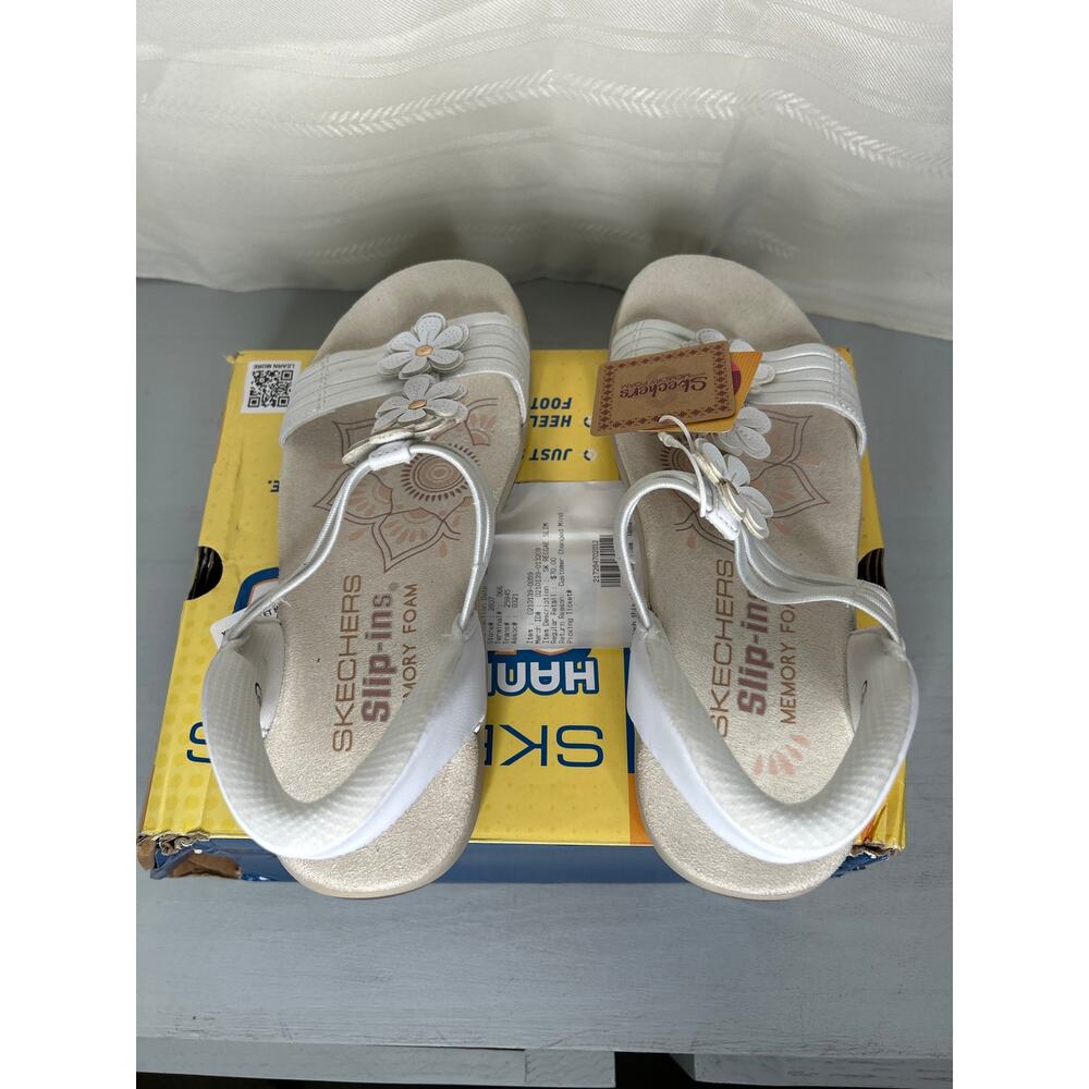 Skechers Reggae Slim Blooming Romance Slip-Ins Sandals White Size 9 - Picture 15 of 16